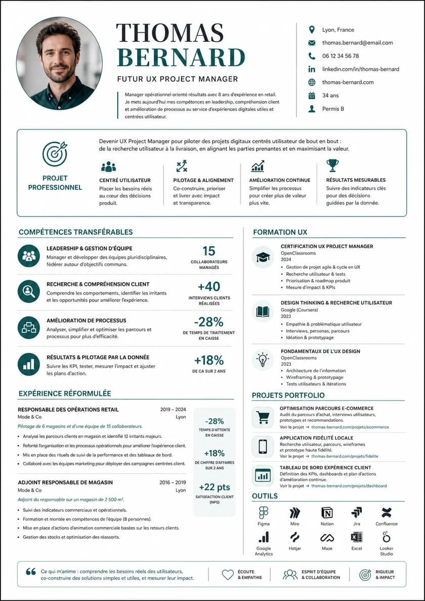 A4 resume example for Career changers
