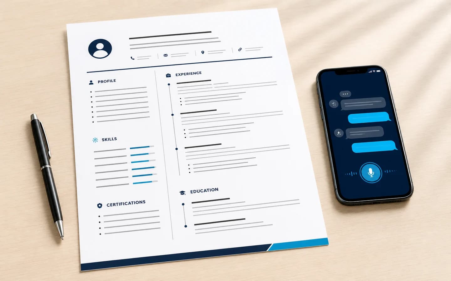 A finished professional resume beside a WordPilot conversation
